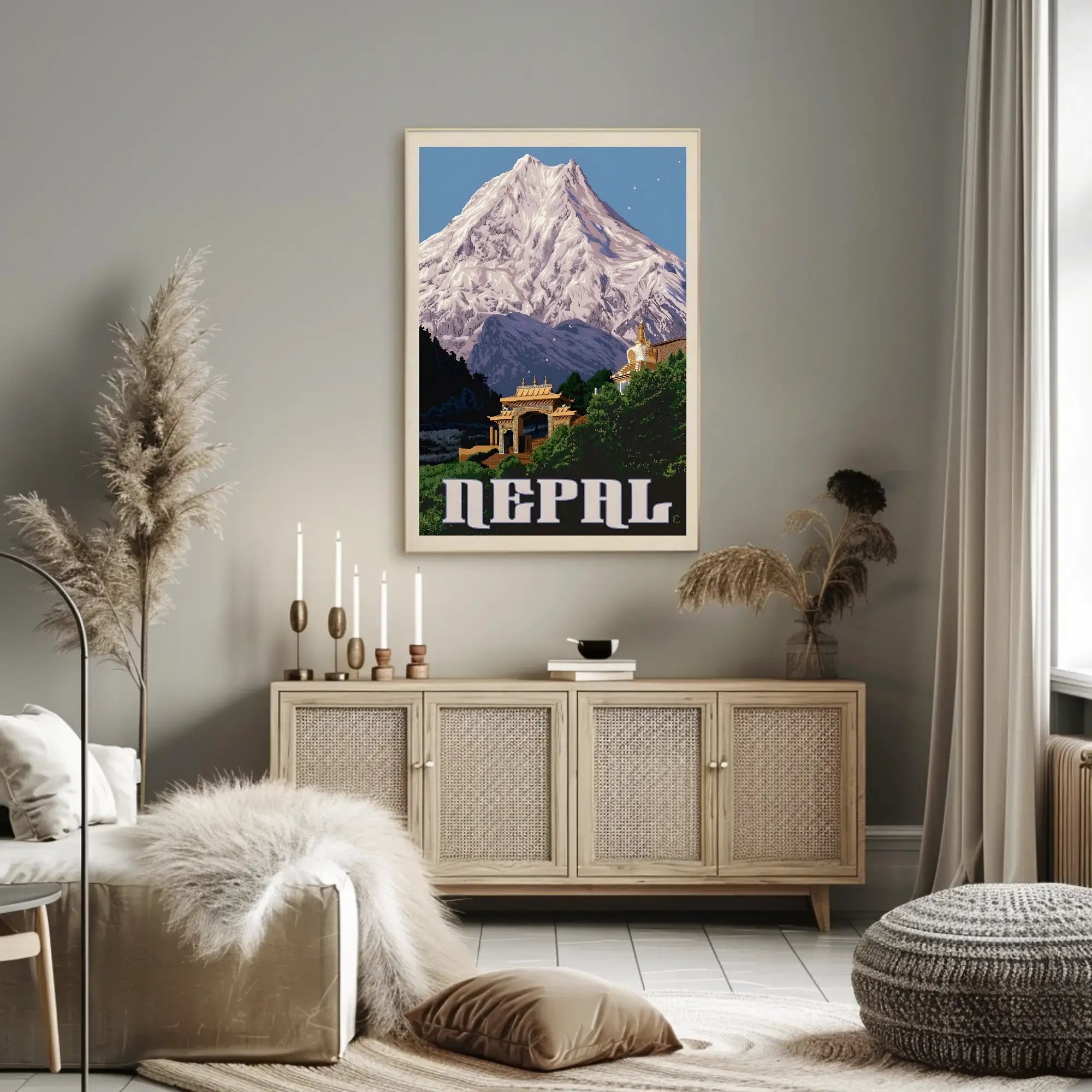 Nepalese Mountain Vintage Travel Art - Travel Poster PosterGoat