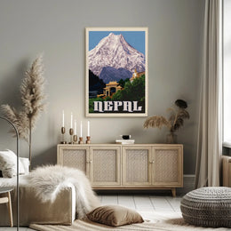 Nepalese Mountain Vintage Travel Art - Travel Poster PosterGoat