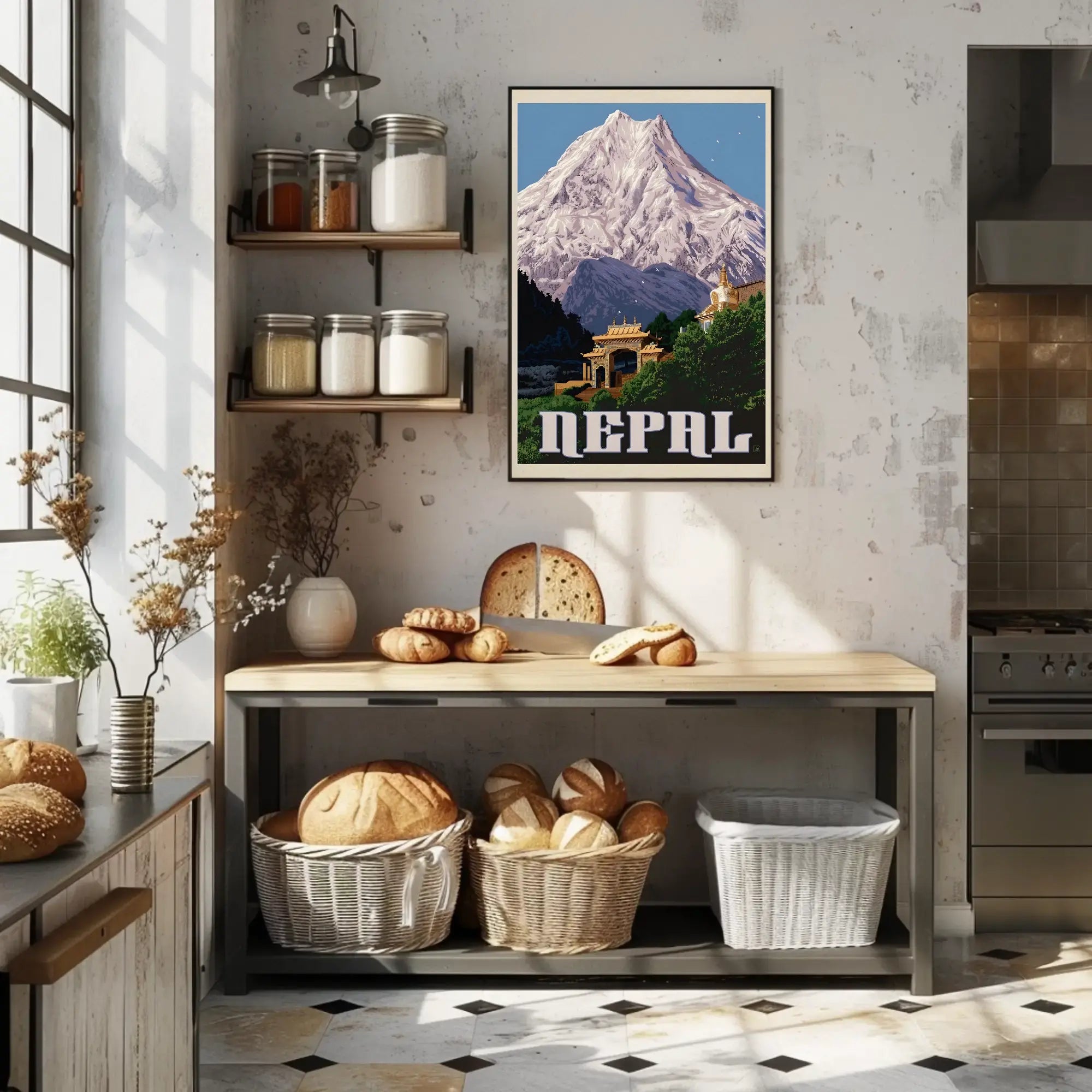 Nepalese Mountain Vintage Travel Art - Travel Poster PosterGoat