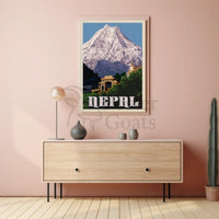 Nepalese Mountain Vintage Travel Art - Travel Poster PosterGoat