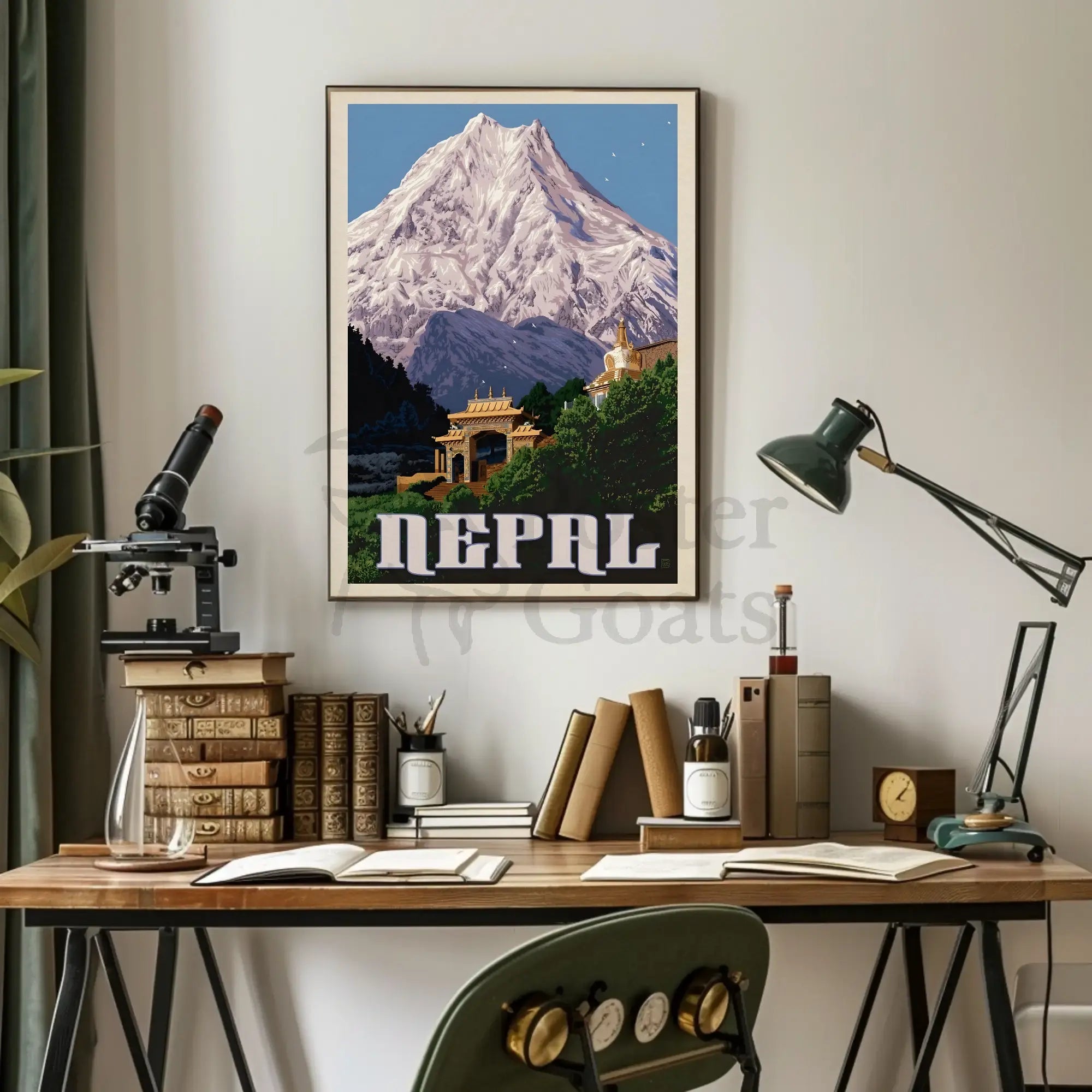 Nepalese Mountain Vintage Travel Art - Travel Poster PosterGoat