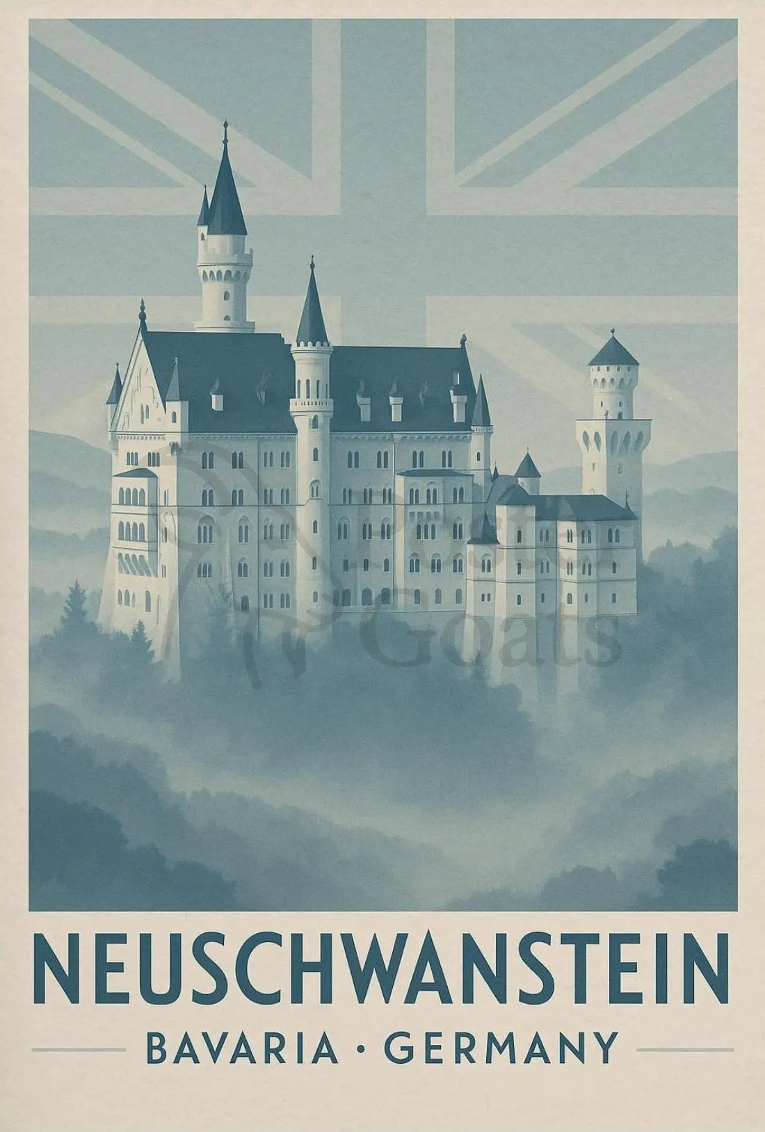 Neuschwanstein Castle Bavaria Vintage Travel Poster PosterGoat