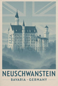 Neuschwanstein Castle Bavaria Vintage Travel Poster PosterGoat