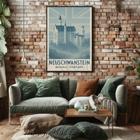 Neuschwanstein Castle Bavaria Vintage Travel Poster PosterGoat