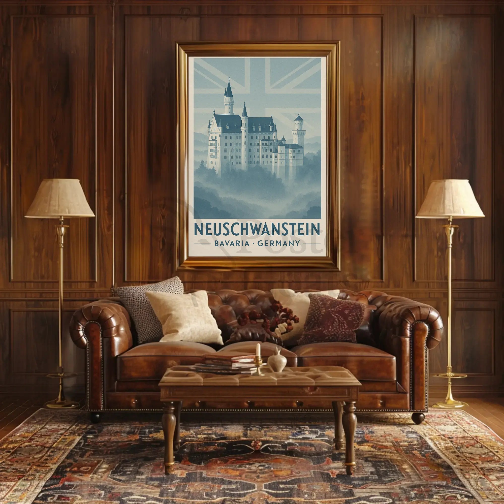 Neuschwanstein Castle Bavaria Vintage Travel Poster PosterGoat