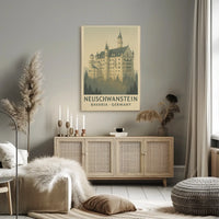 Neuschwanstein Castle Romantic Vintage Travel Poster PosterGoat