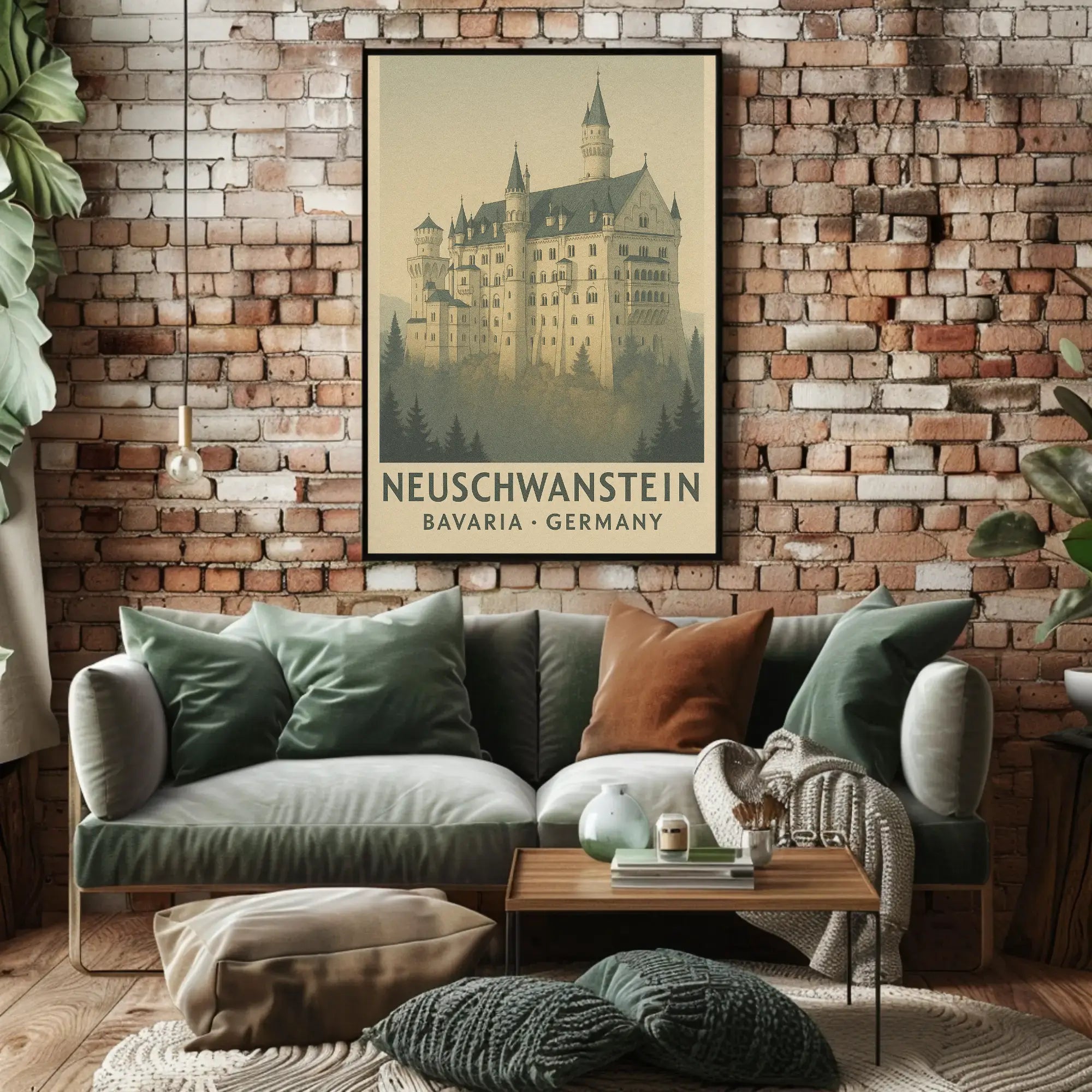 Neuschwanstein Castle Romantic Vintage Travel Poster PosterGoat