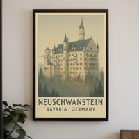 Neuschwanstein Castle Romantic Vintage Travel Poster PosterGoat