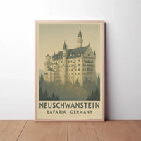 Neuschwanstein Castle Romantic Vintage Travel Poster PosterGoat