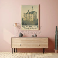 Neuschwanstein Castle Romantic Vintage Travel Poster PosterGoat