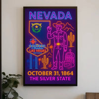 Nevada Celebration Neon Art Travel Poster PosterGoat