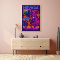 Nevada Celebration Neon Art Travel Poster PosterGoat