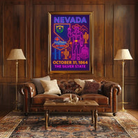 Nevada Celebration Neon Art Travel Poster PosterGoat