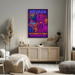 Nevada Celebration Neon Art Travel Poster PosterGoat