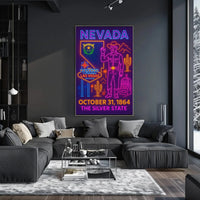 Nevada Celebration Neon Art Travel Poster PosterGoat