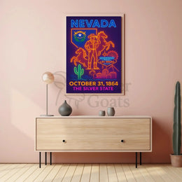 Nevada Heritage Neon Lights Travel Poster PosterGoat