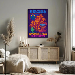 Nevada Heritage Neon Lights Travel Poster PosterGoat
