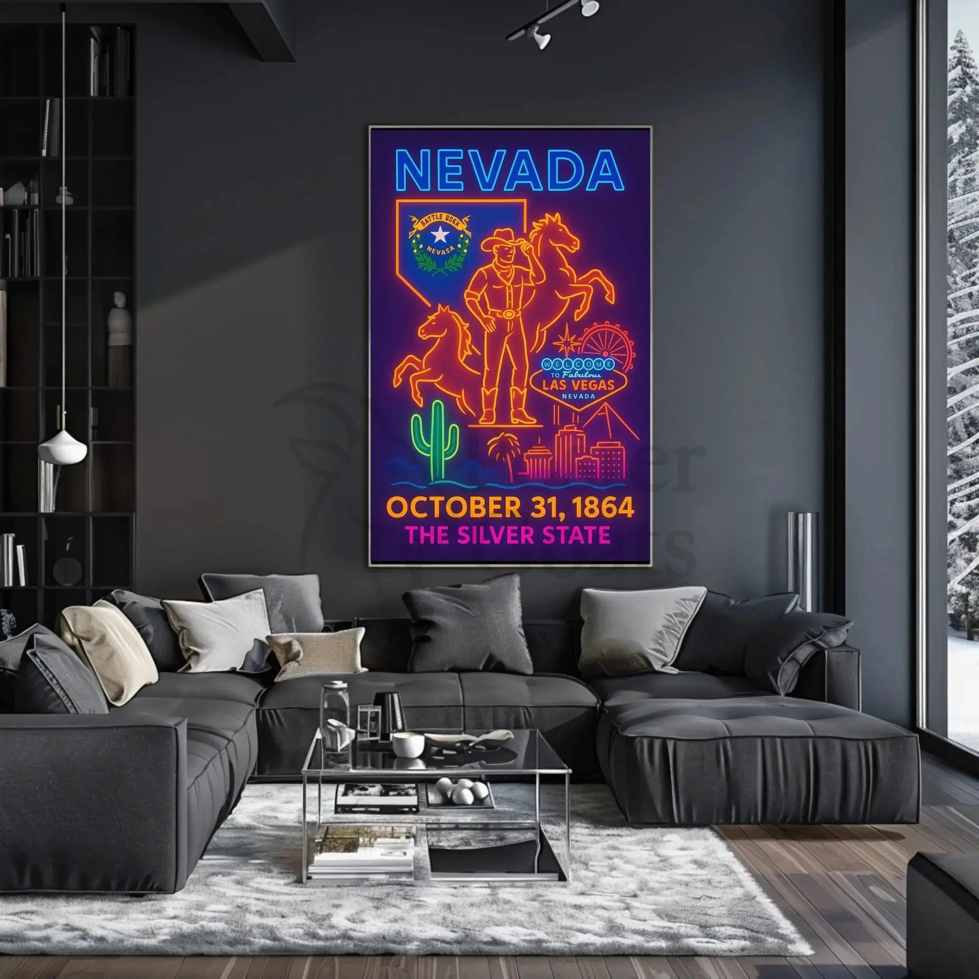 Nevada Heritage Neon Lights Travel Poster PosterGoat