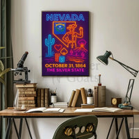 Nevada Neon Design State Pride Cultural Heritage Poster PosterGoat