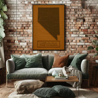 Nevada State Minimalist Art Map Cultural Poster PosterGoat
