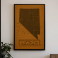 Nevada State Minimalist Art Map Cultural Poster PosterGoat