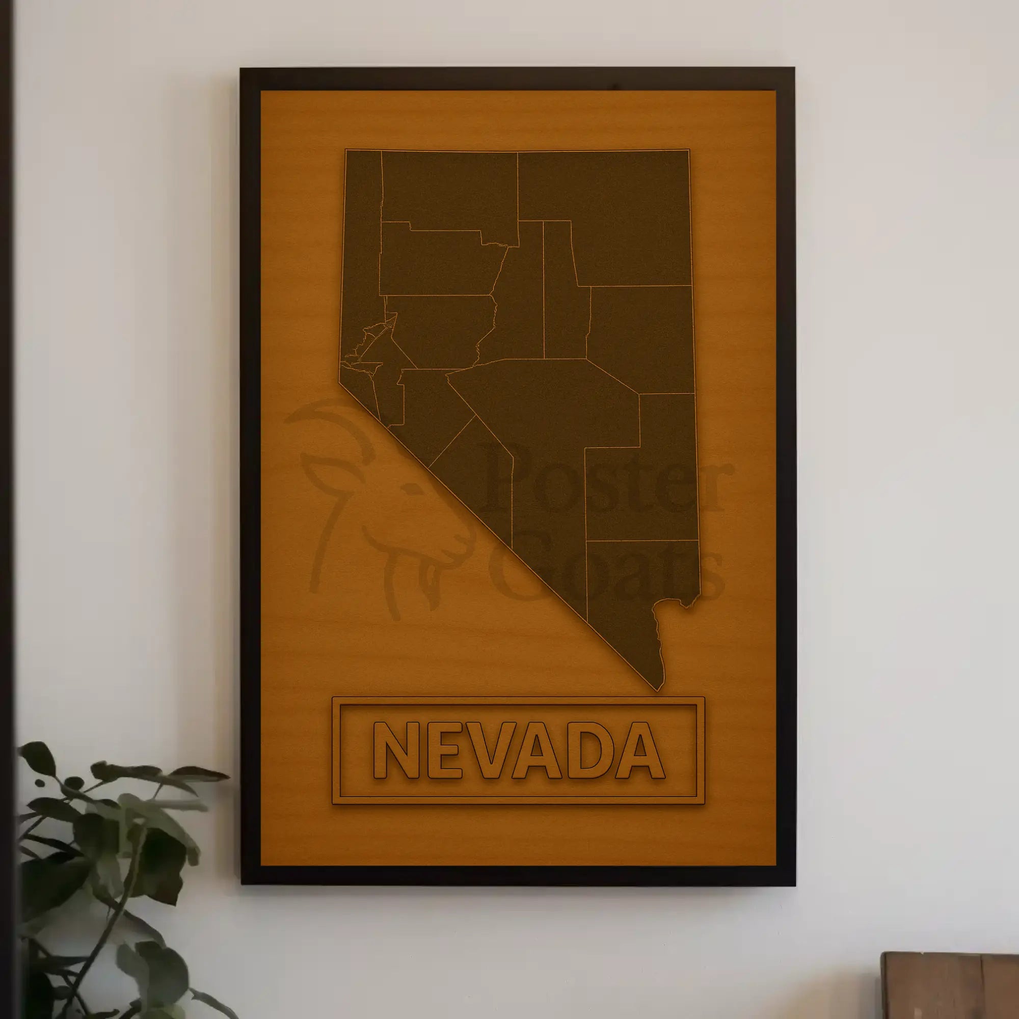 Nevada State Minimalist Art Map Cultural Poster PosterGoat