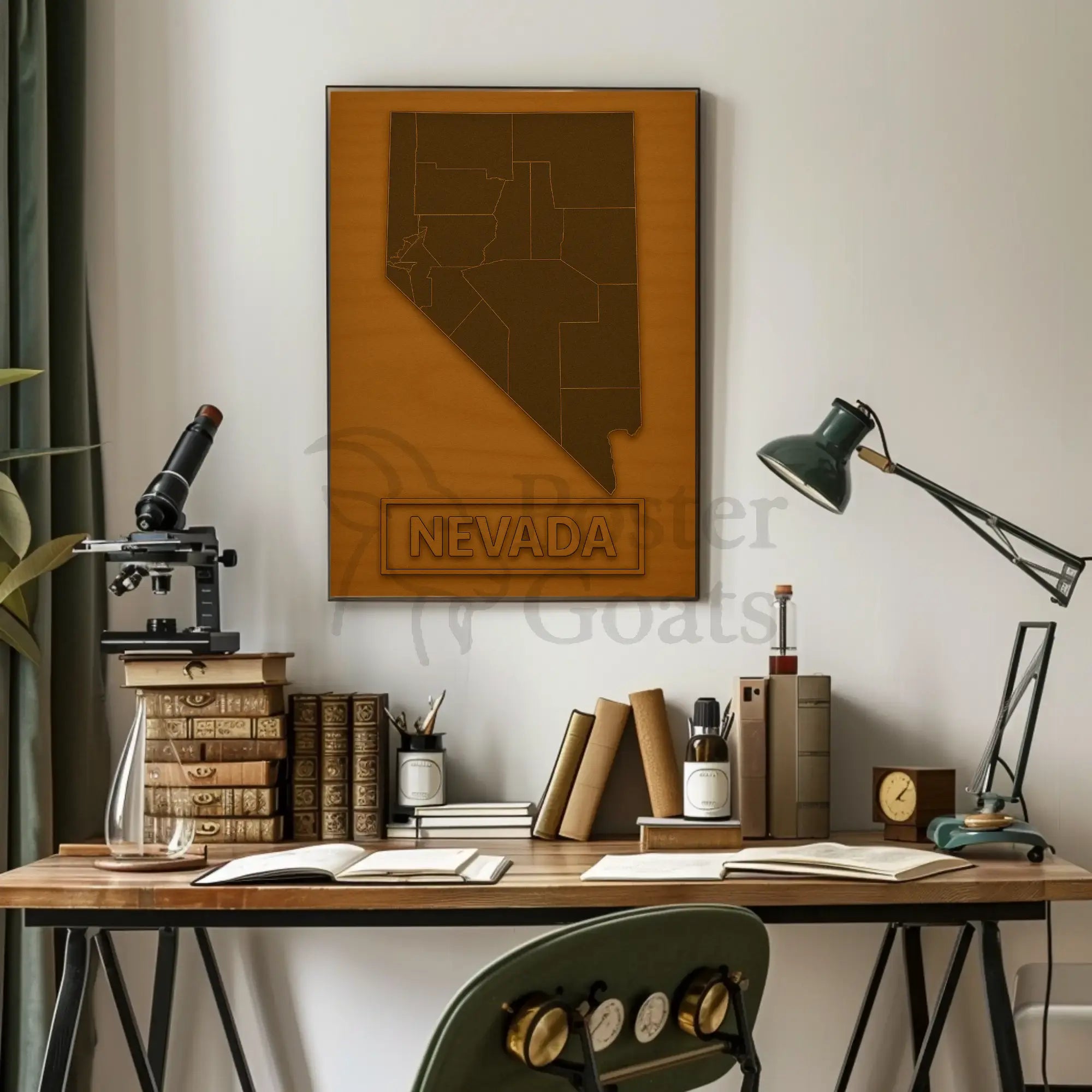 Nevada State Minimalist Art Map Cultural Poster PosterGoat