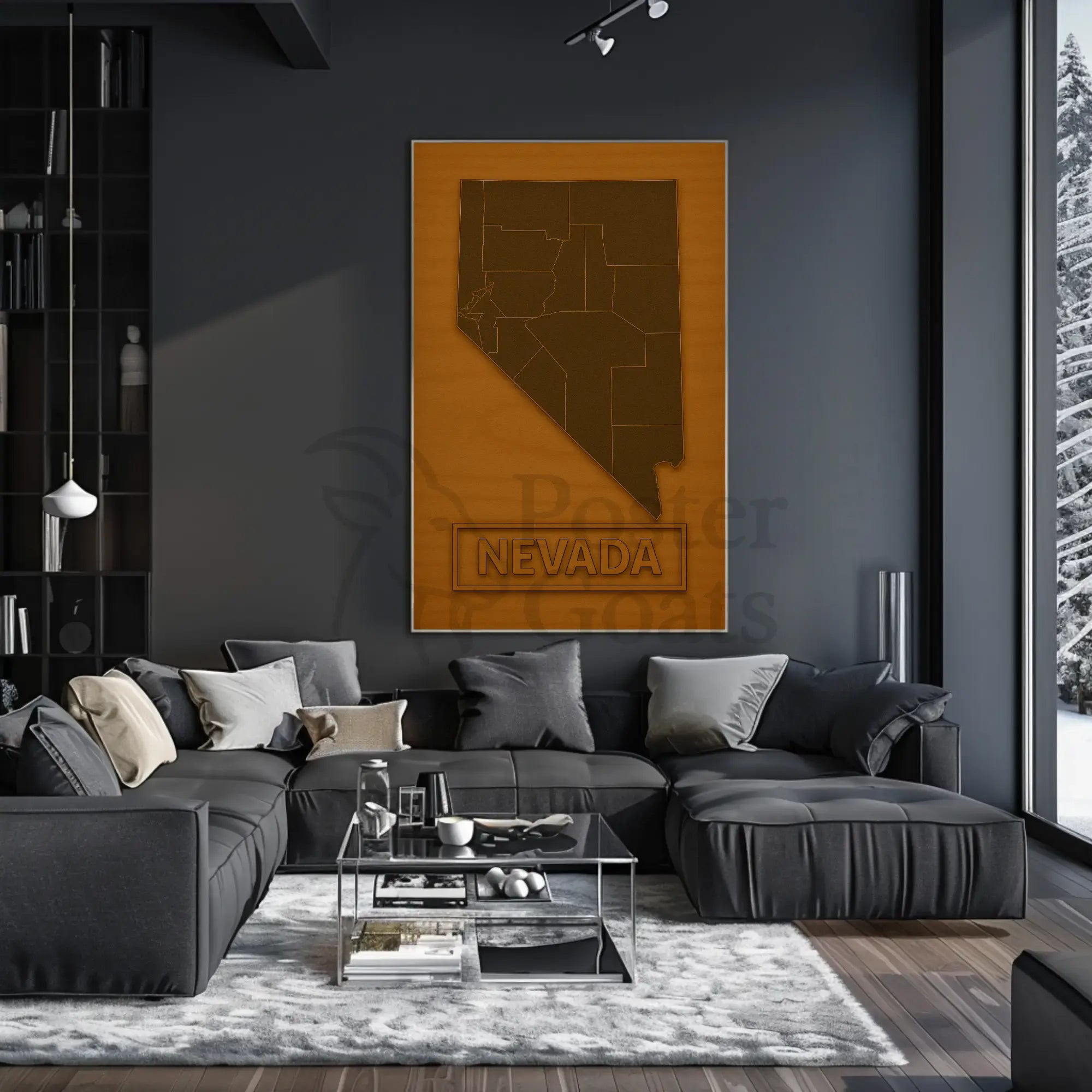 Nevada State Minimalist Art Map Cultural Poster PosterGoat