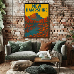 New Hampshire Autumn Landscape Vintage Travel Poster PosterGoat