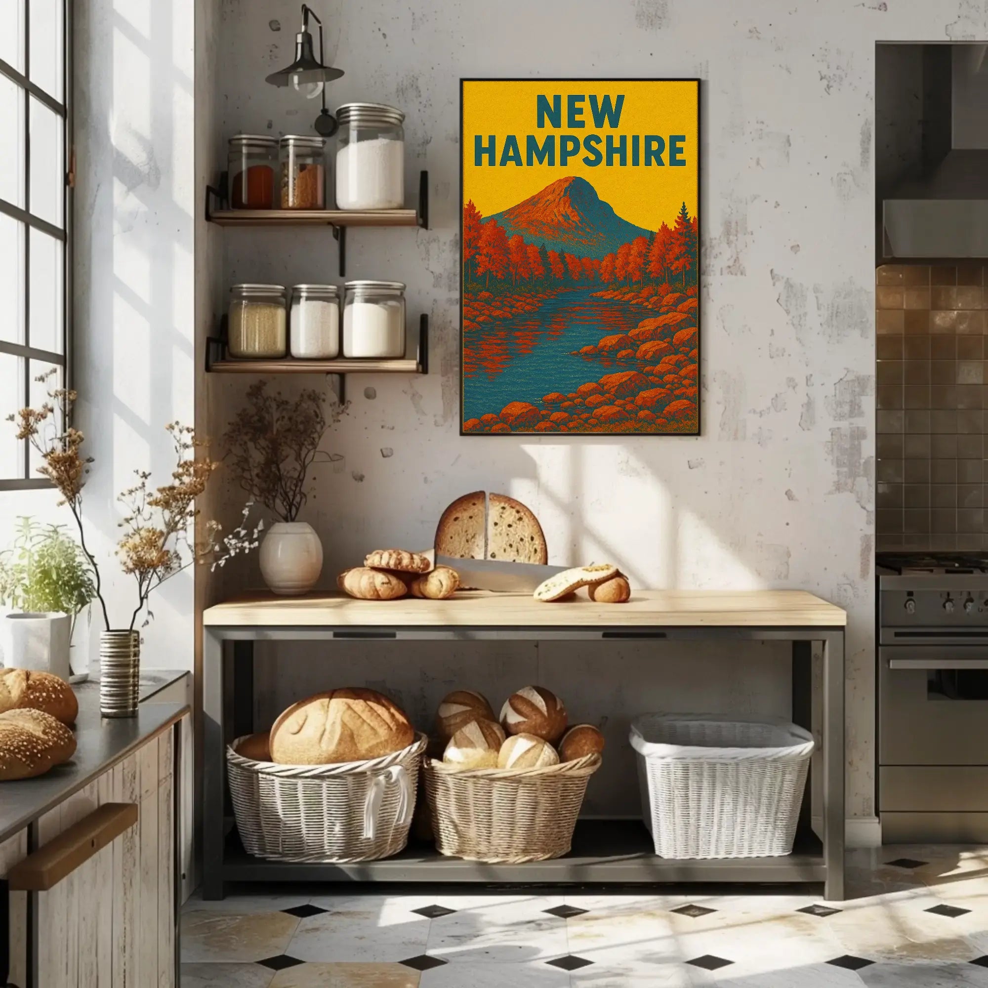 New Hampshire Autumn Landscape Vintage Travel Poster PosterGoat