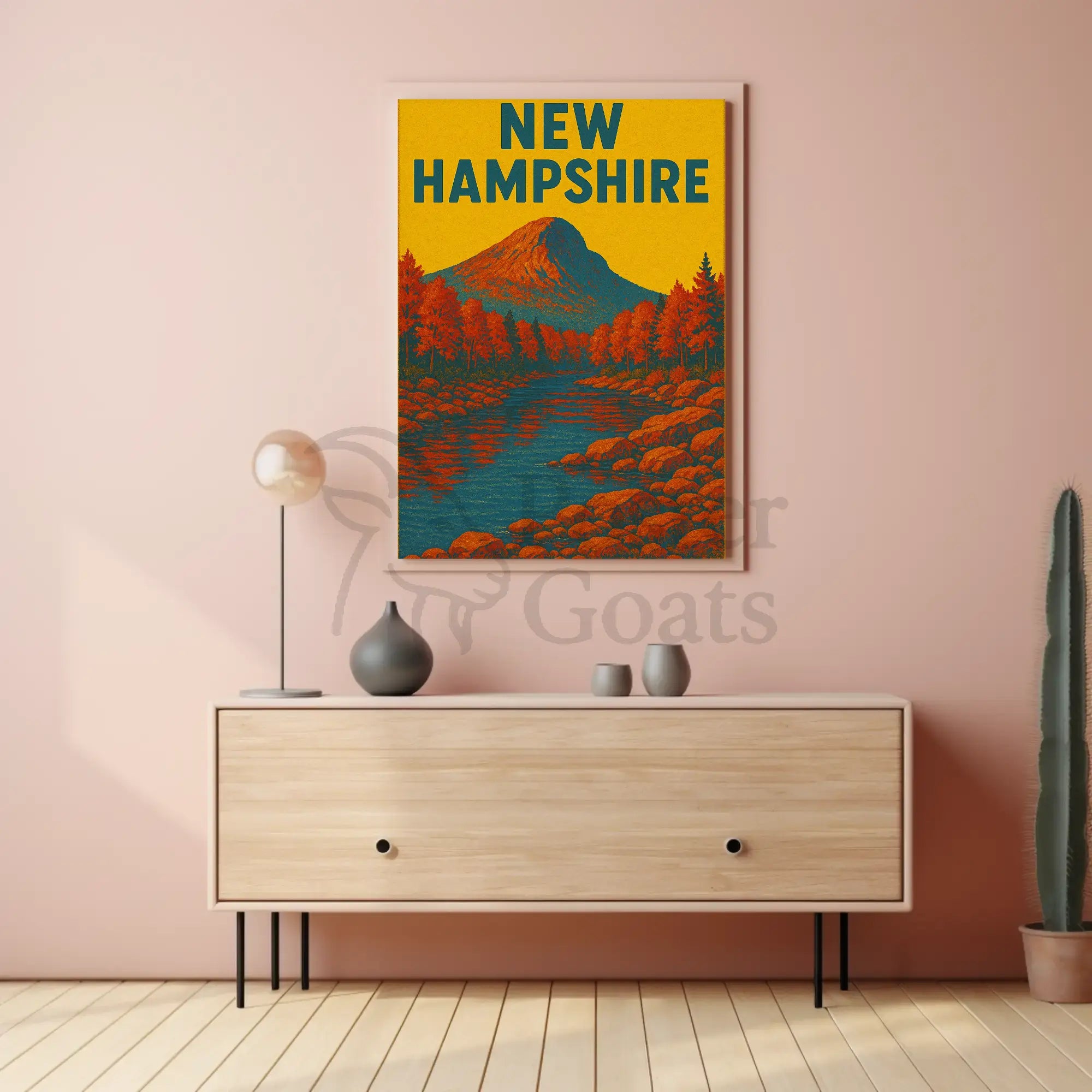 New Hampshire Autumn Landscape Vintage Travel Poster PosterGoat
