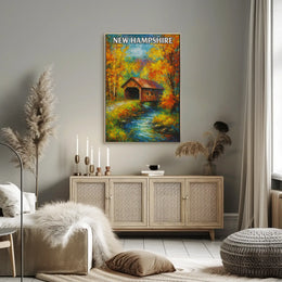 New Hampshire Autumn Scene Impressionistic Travel Poster PosterGoat