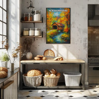 New Hampshire Autumn Scene Impressionistic Travel Poster PosterGoat