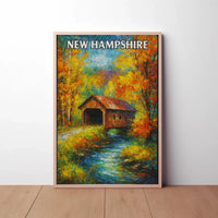 New Hampshire Autumn Scene Impressionistic Travel Poster PosterGoat