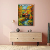 New Hampshire Autumn Scene Impressionistic Travel Poster PosterGoat