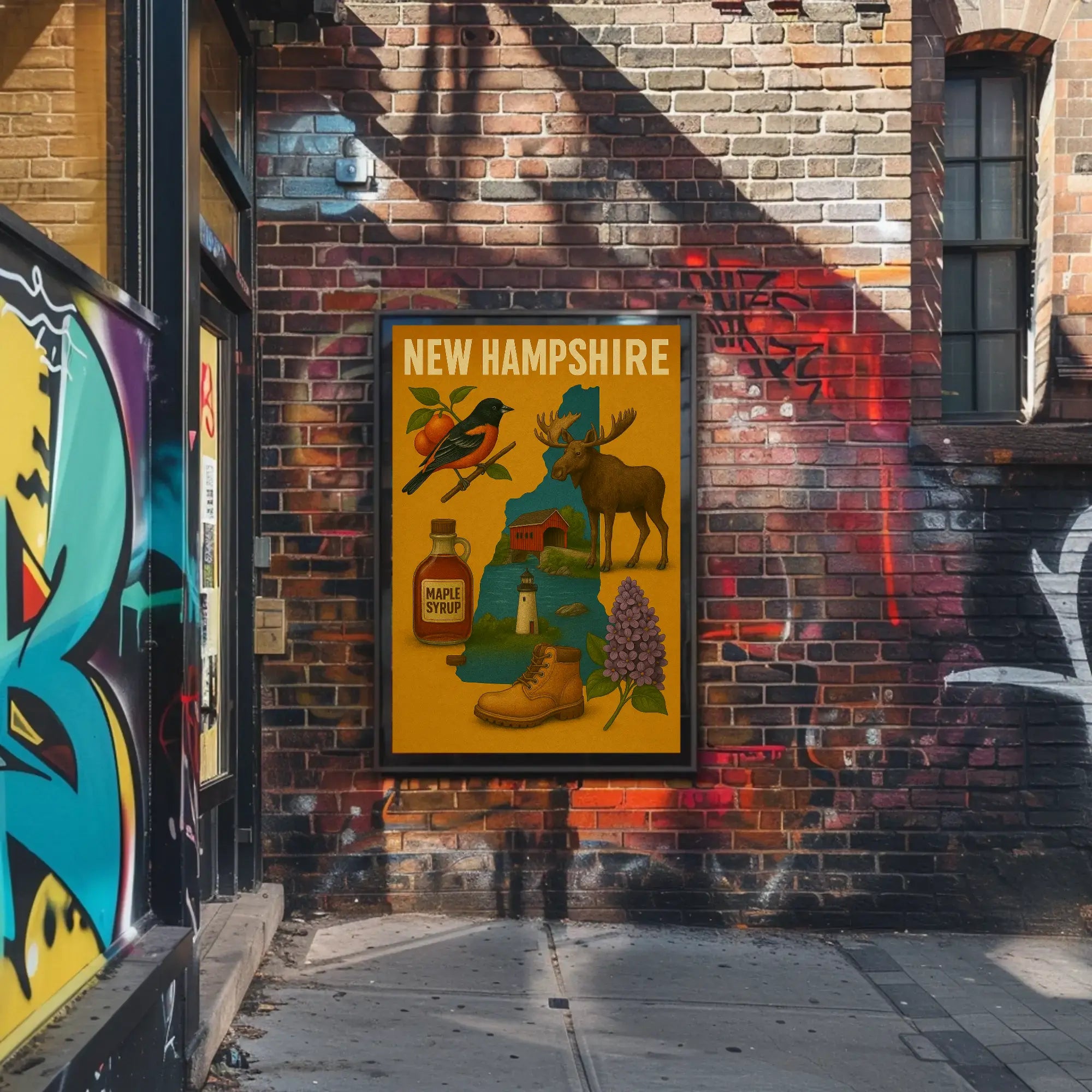 New Hampshire Heritage Illustrated Cultural Poster PosterGoat