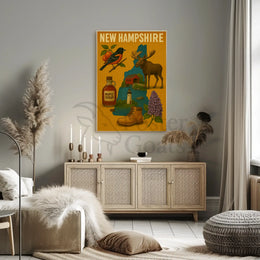 New Hampshire Heritage Illustrated Cultural Poster PosterGoat