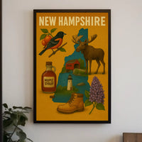 New Hampshire Heritage Illustrated Cultural Poster PosterGoat