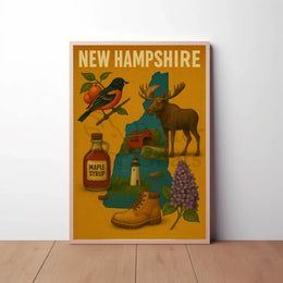 New Hampshire Heritage Illustrated Cultural Poster PosterGoat