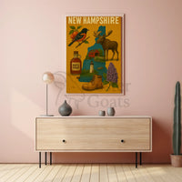 New Hampshire Heritage Illustrated Cultural Poster PosterGoat