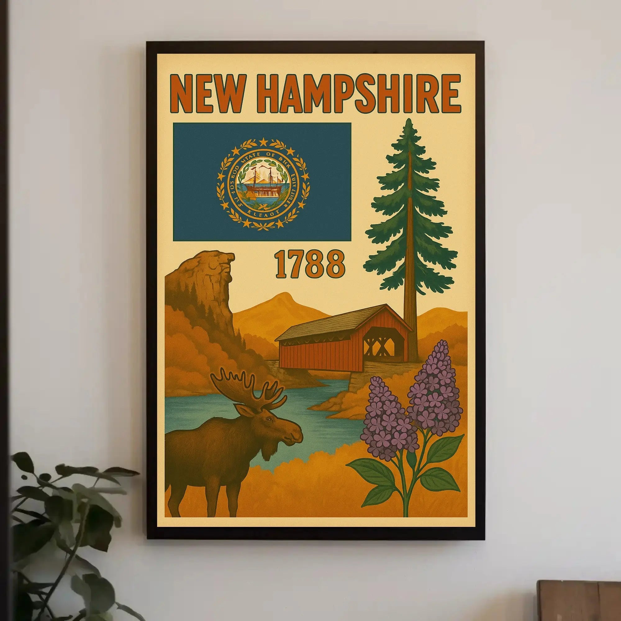 New Hampshire Heritage Tribute Travel Poster PosterGoat
