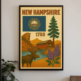 New Hampshire Heritage Tribute Travel Poster PosterGoat