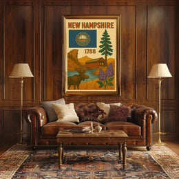 New Hampshire Heritage Tribute Travel Poster PosterGoat