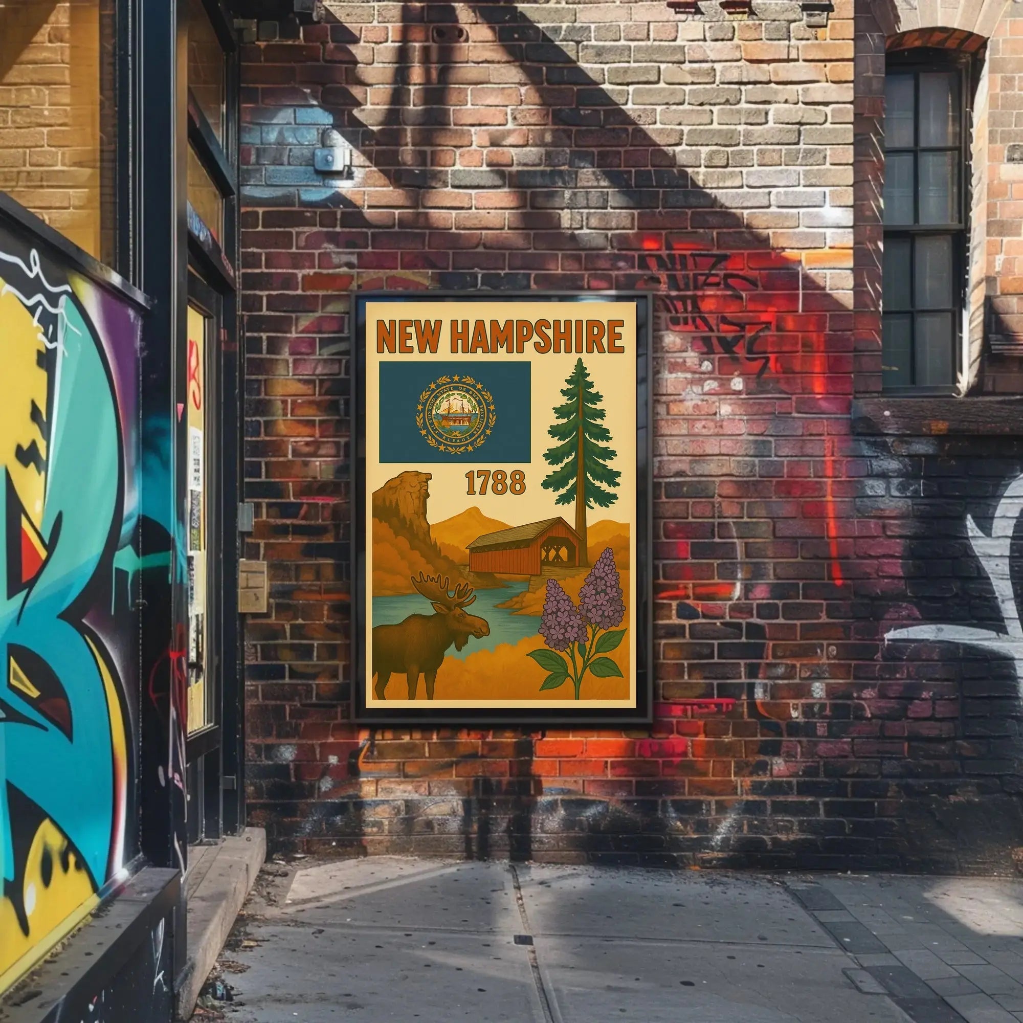 New Hampshire Heritage Tribute Travel Poster PosterGoat