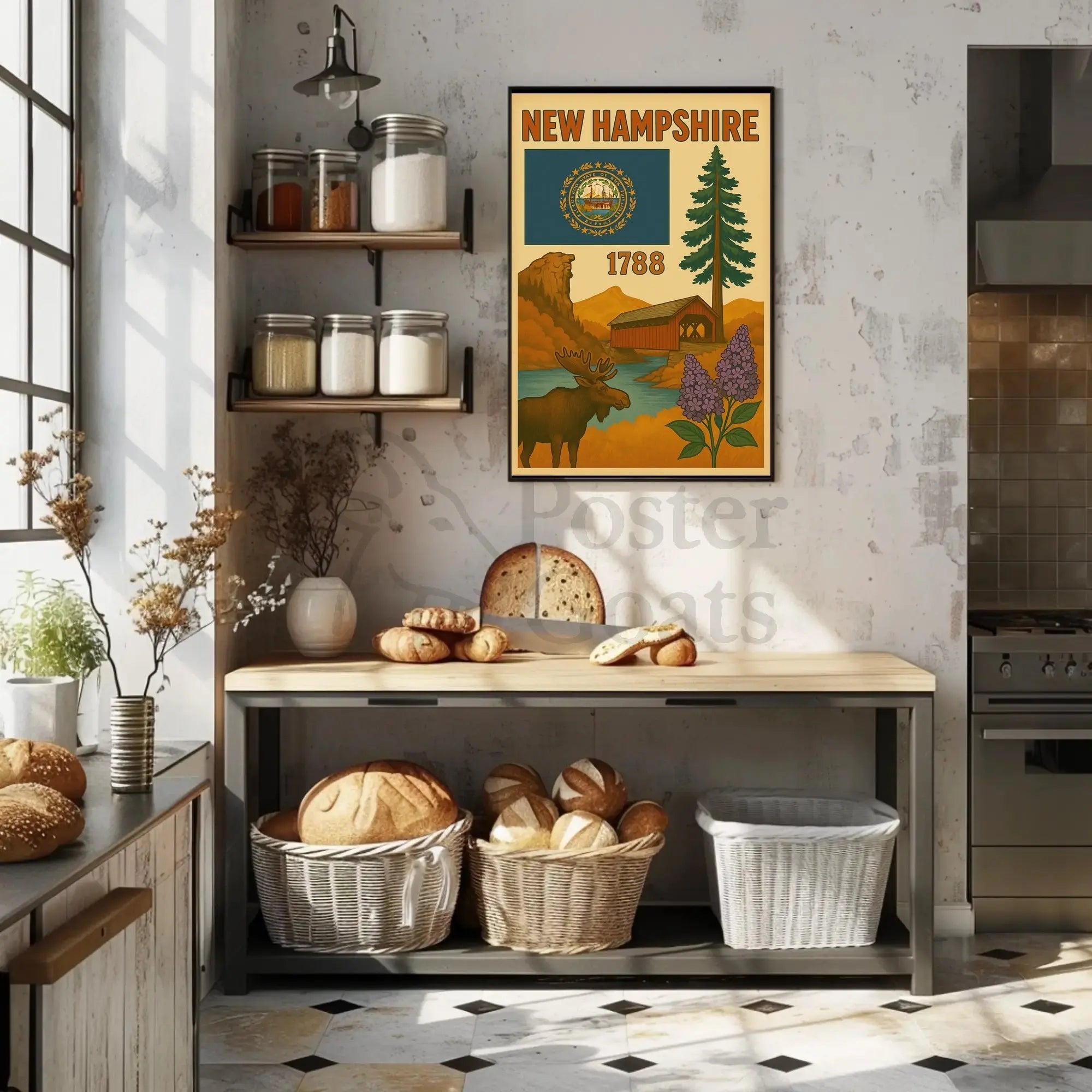 New Hampshire Heritage Tribute Travel Poster PosterGoat