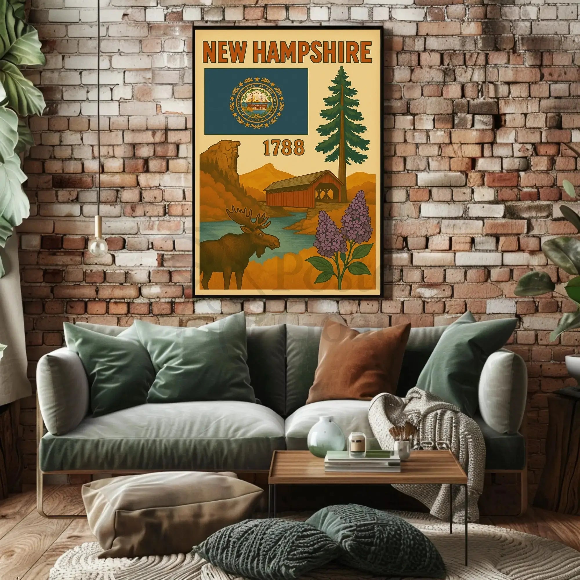 New Hampshire Heritage Tribute Travel Poster PosterGoat