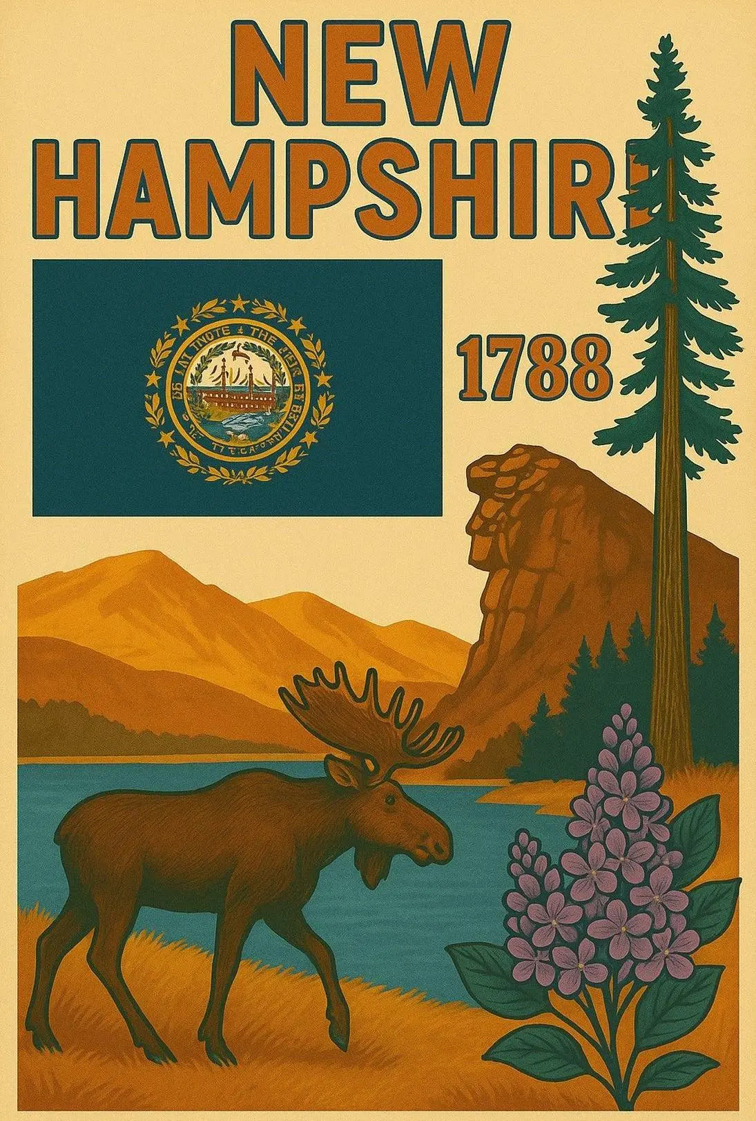 New Hampshire Heritage Vintage Travel Poster PosterGoat