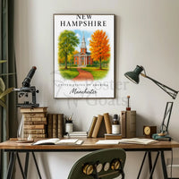 New Hampshire Manchester Clock Tower Travel Poster PosterGoat