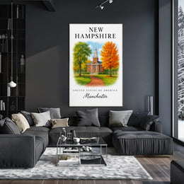New Hampshire Manchester Clock Tower Travel Poster PosterGoat