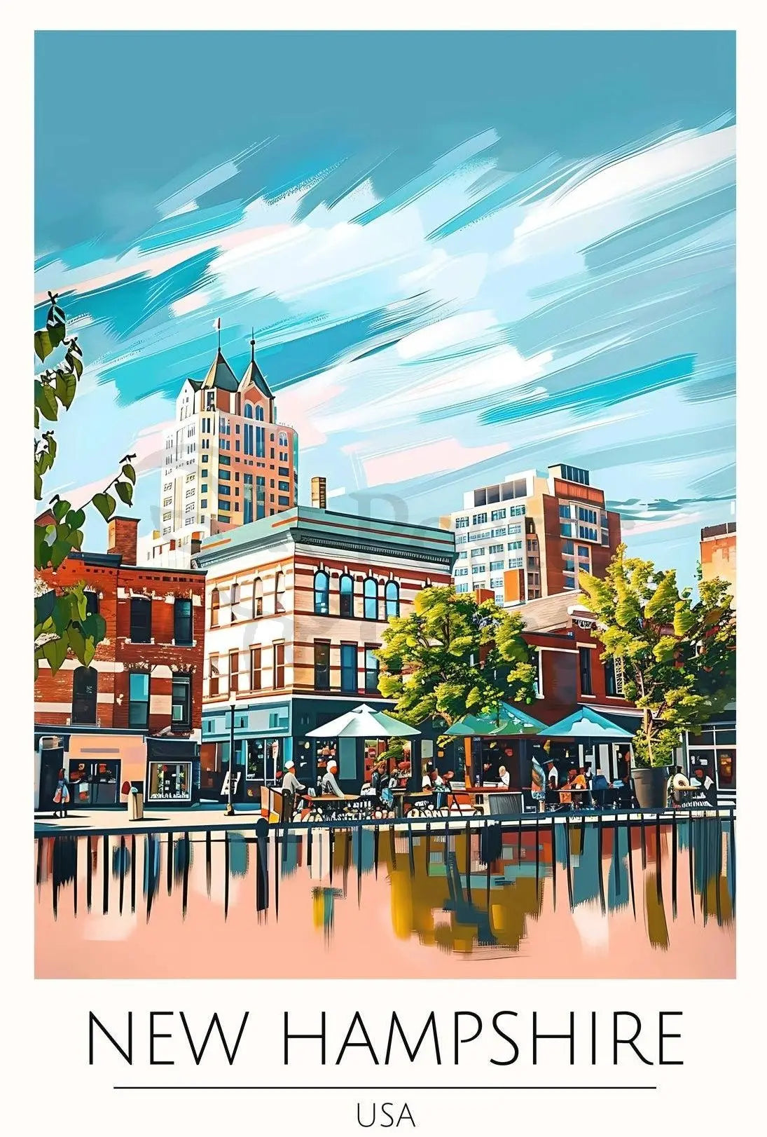 New Hampshire Street Scene Travel Poster PosterGoat